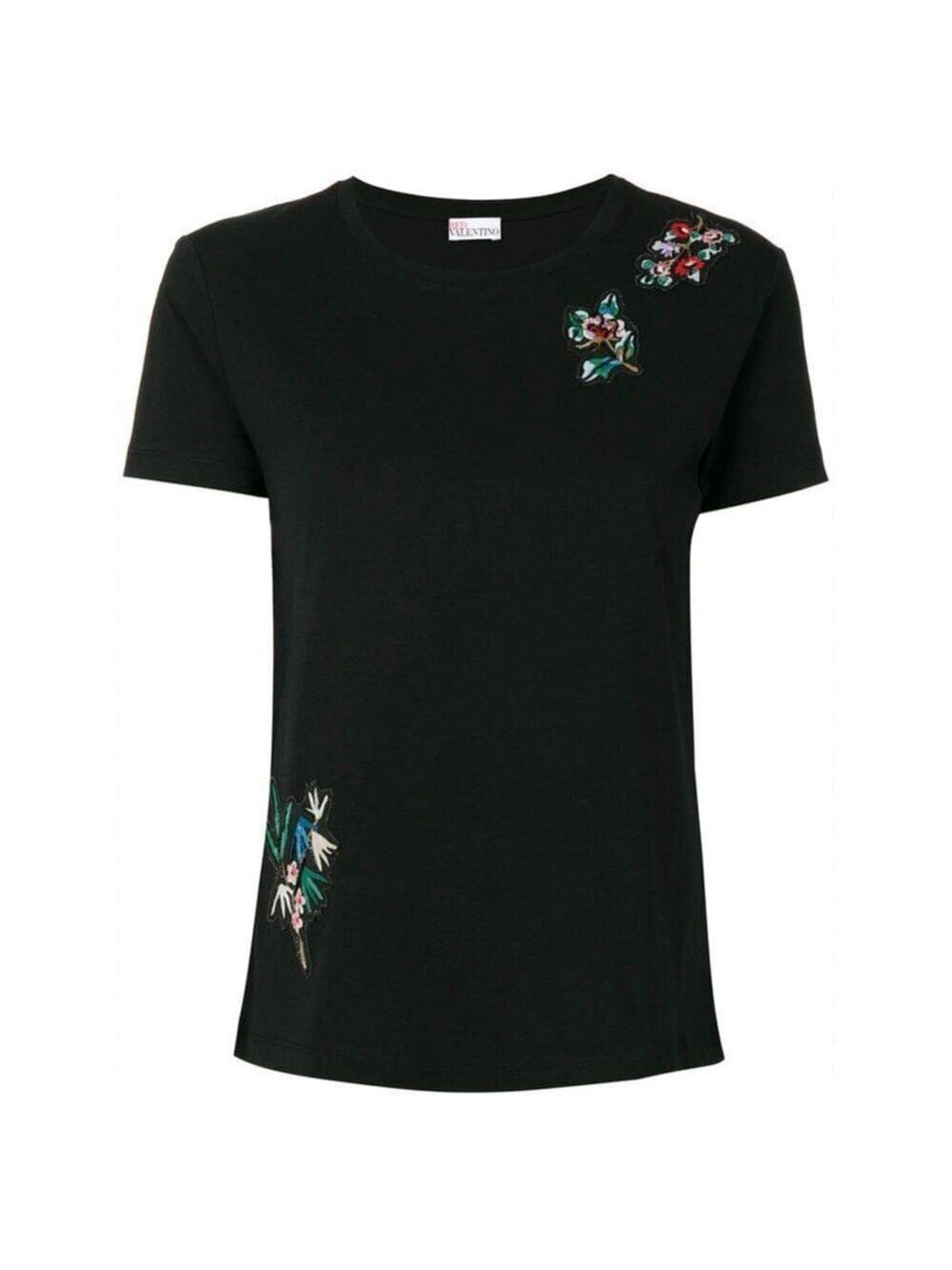 Red Valentino Black Floral Embroidery T Shirt Size XS